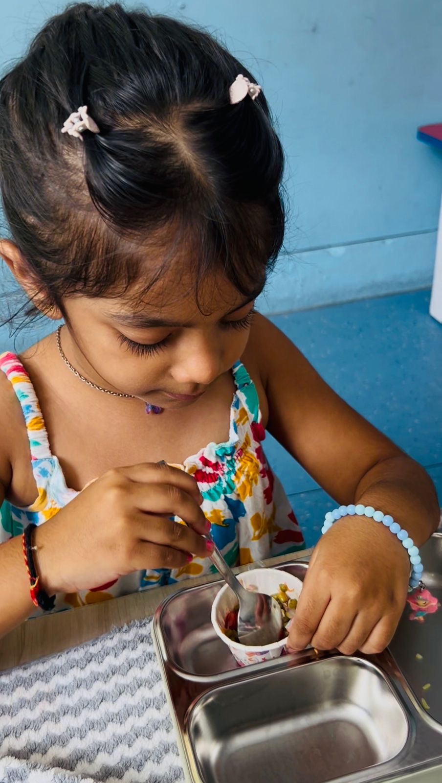Kids sharing meals and laughing